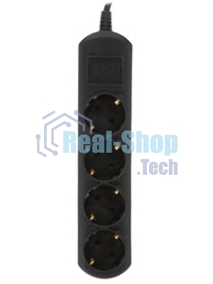 Удлинитель PC 1,5 м, 4 р, без выкл., 16А черный PC-2B-1,5M