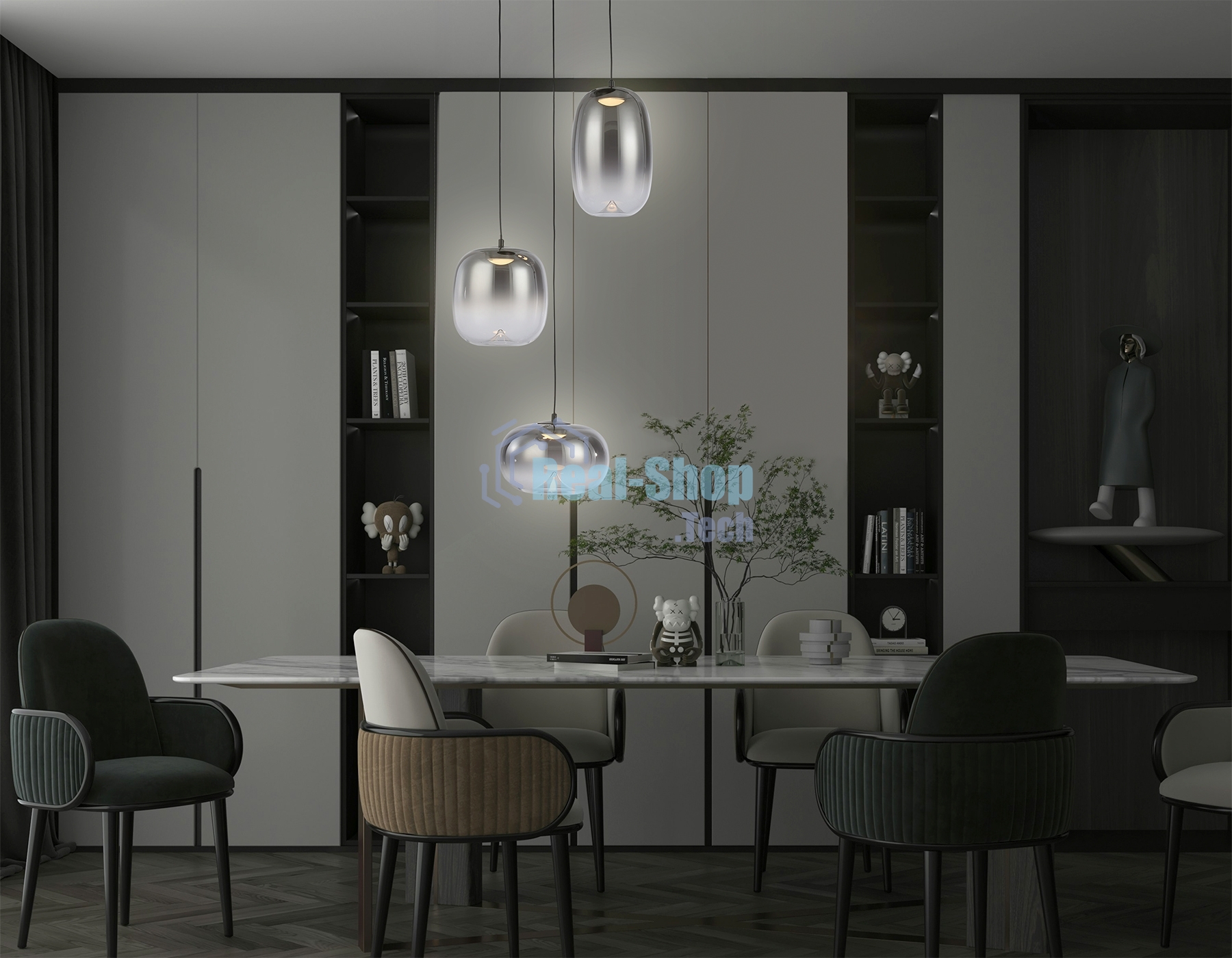 Подвесной светодиодный светильник Ambrella light LH11099/3 BK/SM черный/дымчатый 12W 3000K D350*1505