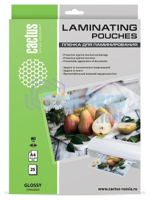 Пленка для ламинирования Cactus 80мкм A4 (25шт) глянцевая216x303мм CS-LPGA48025