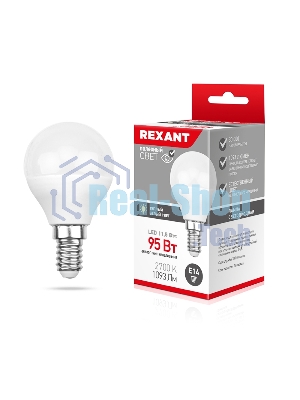Лампа светодиодная Rexant шарик (GL) 11,5 Вт E14 1093 лм 2700 K теплый свет