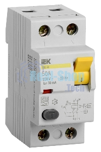 Выключатель дифференциального тока (УЗО) Iek MDV10-2-050-030 ВД1-63 2Р 50А 30мА ИЭК