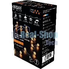 Гирлянда садовая на солнечной батарее Gauss 30 LED ламп Шары белый свет Solar, 1/24