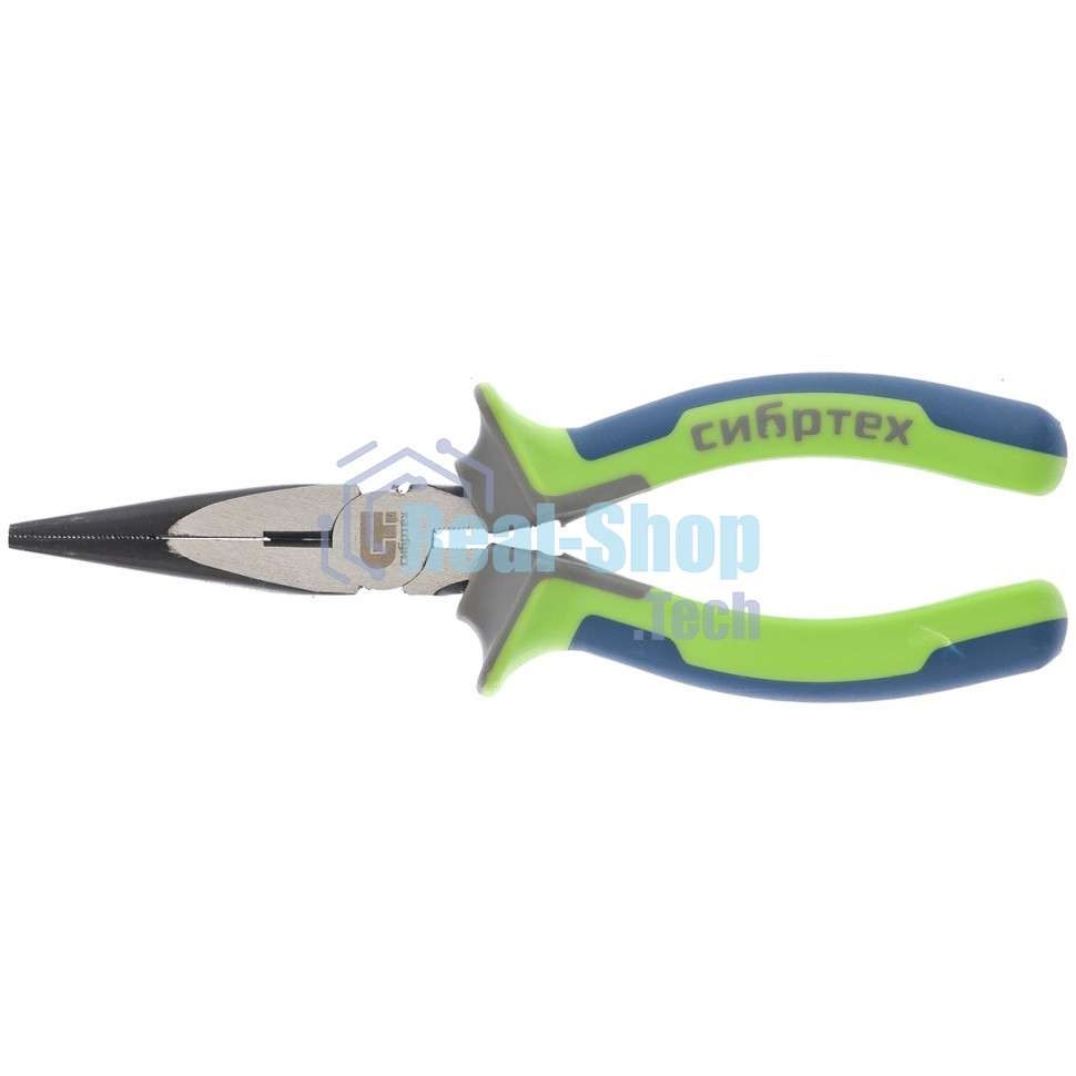 Длинногубцы прямые Сибртех,160 мм, фосфатирование, трехкомпонентные рукоятки