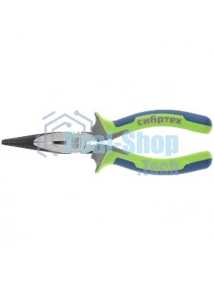 Длинногубцы прямые Сибртех,160 мм, фосфатирование, трехкомпонентные рукоятки