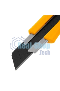 Нож Denzel 18 мм, сменное лезвие, SK4, метал. направляющая, винтовой фиксатор