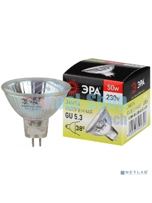 Лампа галогенная ЭРА GU5.3-JCDR (MR16) -50W-230V-Cl(10/200/6000)