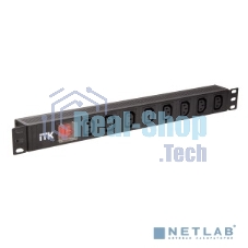 Блок розеток 8 мест PDU 19дюймов IEC320 C13 PH12-8C133 с LED выкл. алюм. профиль1U вход C14 без шнура ITK PH12-8C133