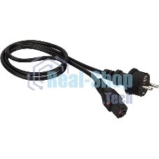 Шнур питания Lanmaster с блокировкой C13-Schuko прямая, 3х0.75, 220В, 10А, черный, 1 метр