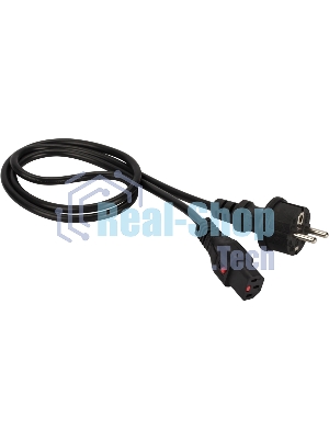 Шнур питания Lanmaster с блокировкой C13-Schuko прямая, 3х0.75, 220В, 10А, черный, 1 метр