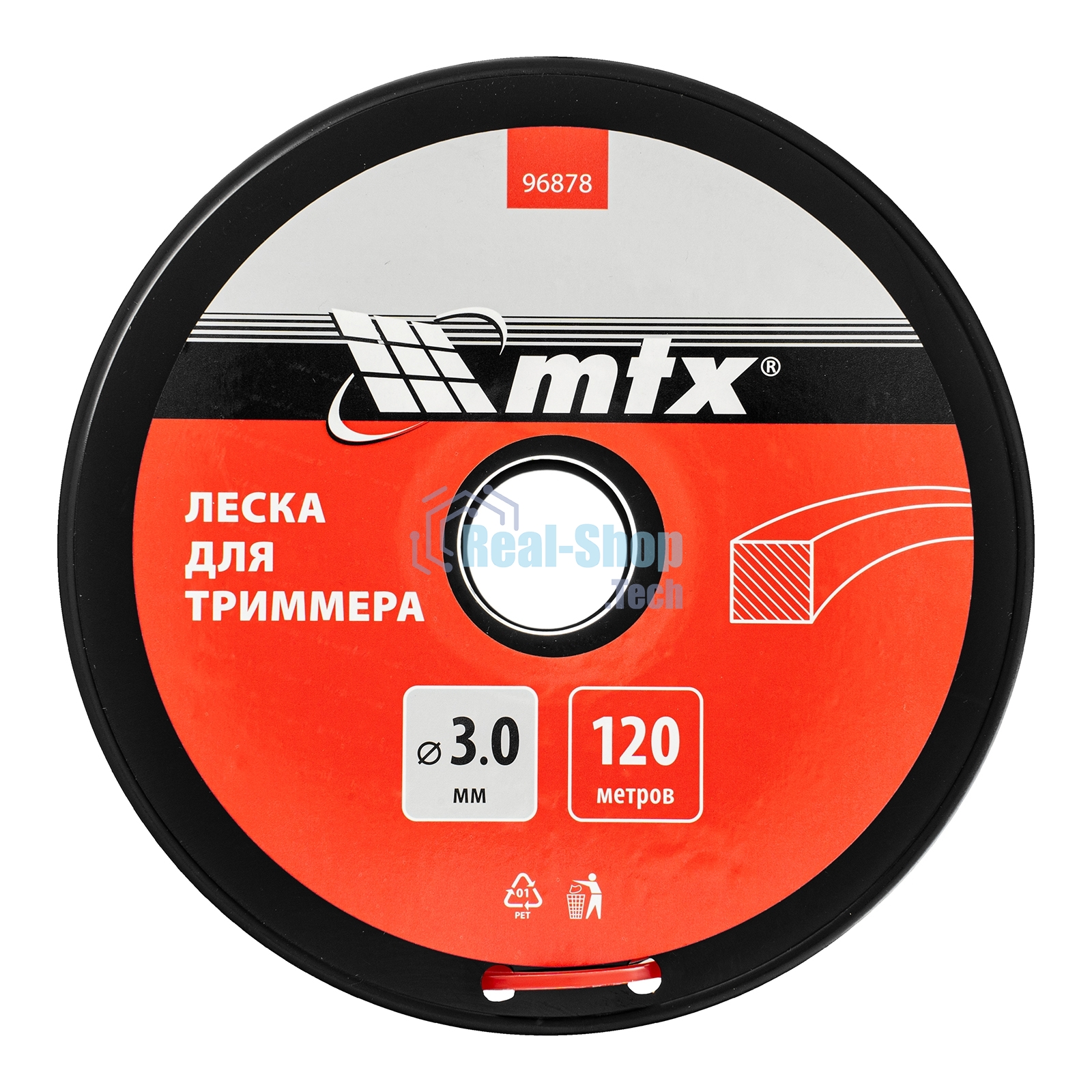 Леска для триммера MTX квадрат 3,0 мм х 120 м, на катушке