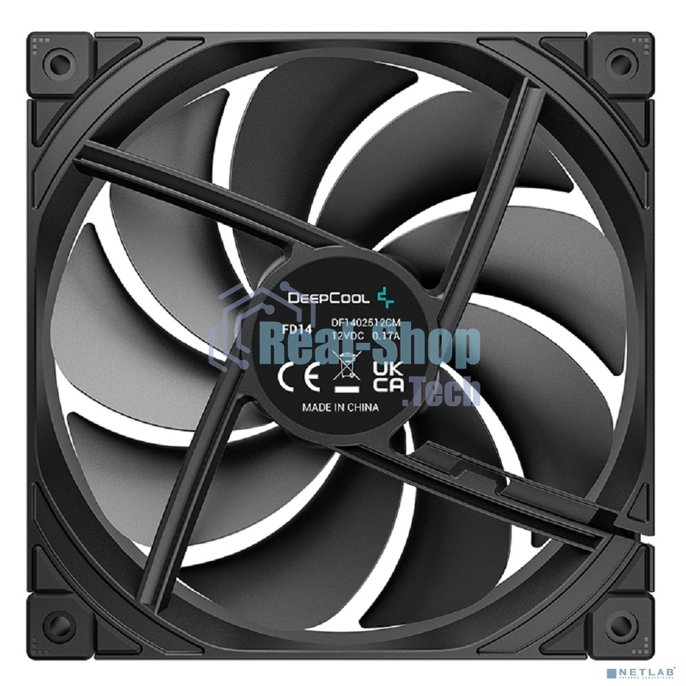 Вентилятор для корпуса DEEPCOOL FD14 черный, 140 мм, 1650 об/мин, 25.6 дБ, 4 pin