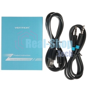 Мультимедиа конвертер Vention HDMI > VGA + аудио, гибкий, плоский