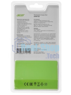 Мышь проводная Acer OMW130 черный, 3600 dpi, USB, кнопки - 6