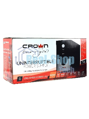 Источник бесперебойного питания CROWN Line Intractive CMU-SP800 COMBO USB 800VA\480W, корпус металл, 1x12V/9AH, розетки 4*IEC + 2*EURO+1*IEC bybass, трансформатор AVR 140-290V, съемный кабель 1.2 м, порт RJ11/45, порт USB, защита: от перегрузки, от КЗ, от скачков напряжения