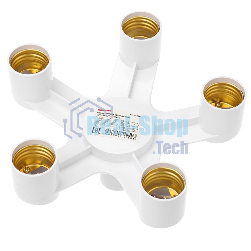 Разветвитель цокольный Rexant Е27-5хЕ27 белый