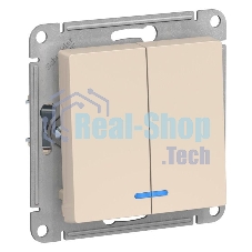 Механизм выключателя 2-кл. СП AtlasDesign 10А IP20 (сх. 5а) 10AX с подсветкой беж.