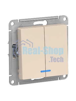 Механизм выключателя 2-кл. СП AtlasDesign 10А IP20 (сх. 5а) 10AX с подсветкой беж.