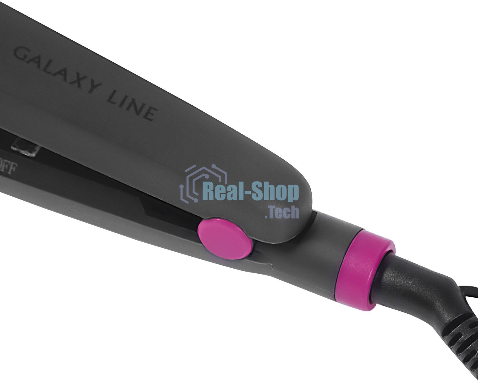 Щипцы для волос Galaxy Line GL 4522, черный, 30 Вт, керамическое покрытие рабочей поверхности, размер пластин 100х9 мм, нагревательный элемент с защитой от перегрева, температура 180°С, индикатор работы, петля для подвешивания, длина шнура 1,7