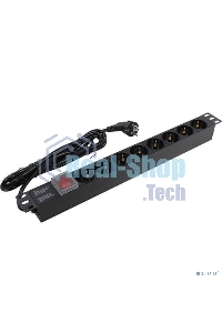 Блок розеток горизонтальный ExeGate ServerPro PDU-19H805 Al-8S-EU3-SW, 19