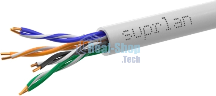 Кабель сетевой информационный Suprlan 01-0332-1, cat.5e U/UTP, 4 пары, 24AWG, PVC, внутренний, 100м, серый