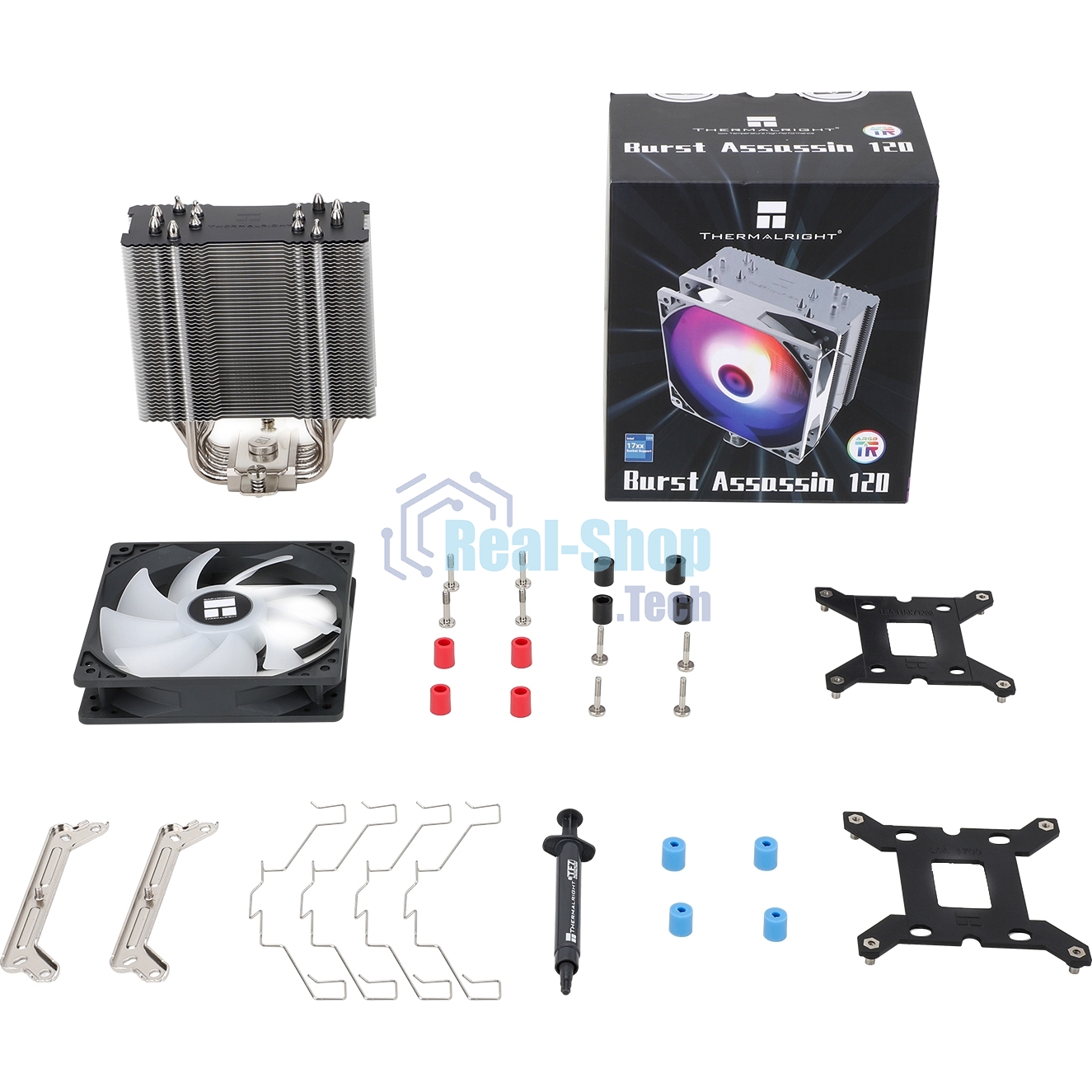 Кулер для процессора Thermalright Burst Assasin 120 ARGb (4-pin PWM, 154мм, Ni/CU, 6x6мм, ARGb, 1x120мм, 66.17CFM, 25.6dBA, 1550RPM, S: 1700, 1200, 115X, AM5, AM4)