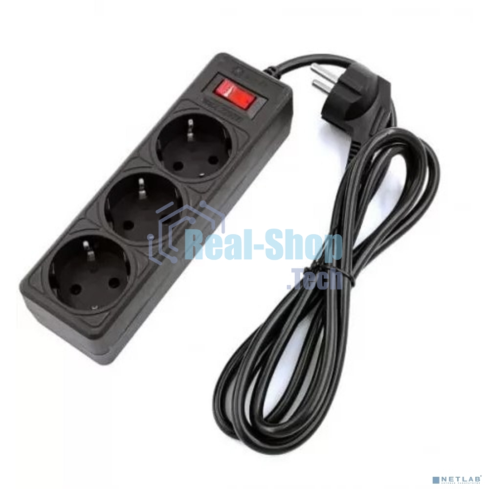 Сетевой фильтр 5bites GARDA SP3B-518 3S, 3x0.75 мм2, 1.8 м, черный