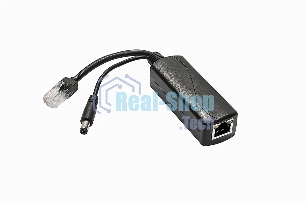 PoE-сплиттер Fast Ethernet. Соответствует стандартам PoE IEEE 802.3af/at. Предназначен для питания оконечных сетевых устройств, не поддерживающих PoE. Порты: вх. - RJ45(10/100 Base-T, IEEE 802.3af/at), вых. - кабель RJ45(10/100 Base-T)/штекер 5.5x2.1мм. Входное напряжение: DC36-57V. Выходное напряжение: DC12V/2A. Встроенная защита от перенапряжения, короткого замыкания. Размеры (ШхВхГ): 80x31x26мм. Длина кабеля - 12см. Рабочая температура -25...+75°C.