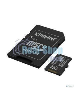Флеш карта Micro SecureDigital 128Gb Kingston Canvas Select Plus Gen3 150Mb/s A1,, адаптер в комплекте
