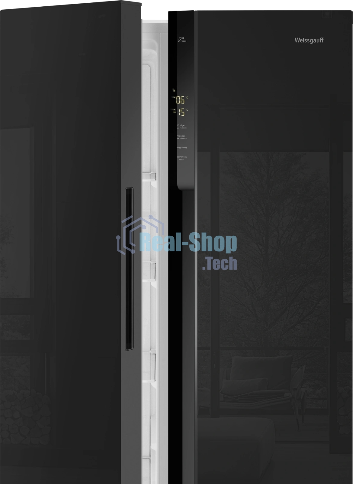 Холодильник Weissgauff WSBS 500 Inverter NoFrost Black двухкамерный 270/180л морозилка слева, No Frost, Side by Side