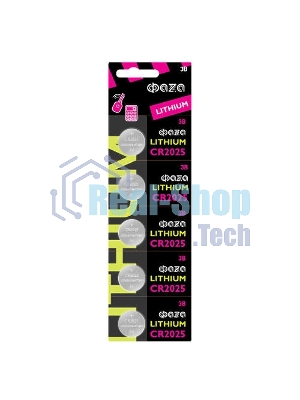 Элемент питания литиевый CR2025 BL-5 (уп.5шт) ФАZА 4895205003187, 3 В