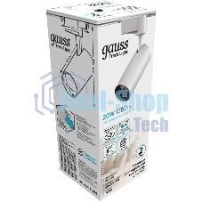 Светильник Gauss трековый цилиндр 20W 1760lm 4000K 180-220V IP20 65x206мм белый LED 1/40