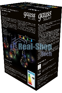 Гирлянда садовая на солнечной батарее Gauss 10 LED ламп Большие Шары, мультицвет Solar, 1/12