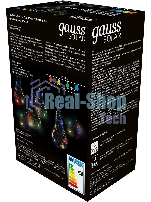 Гирлянда садовая на солнечной батарее Gauss 10 LED ламп Большие Шары, мультицвет Solar, 1/12