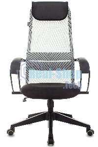 Кресло руководителя Бюрократ CH-607 TW-02 светло-серый, сиденье черный, сетка/ткань, с подголов. крестовина пластик