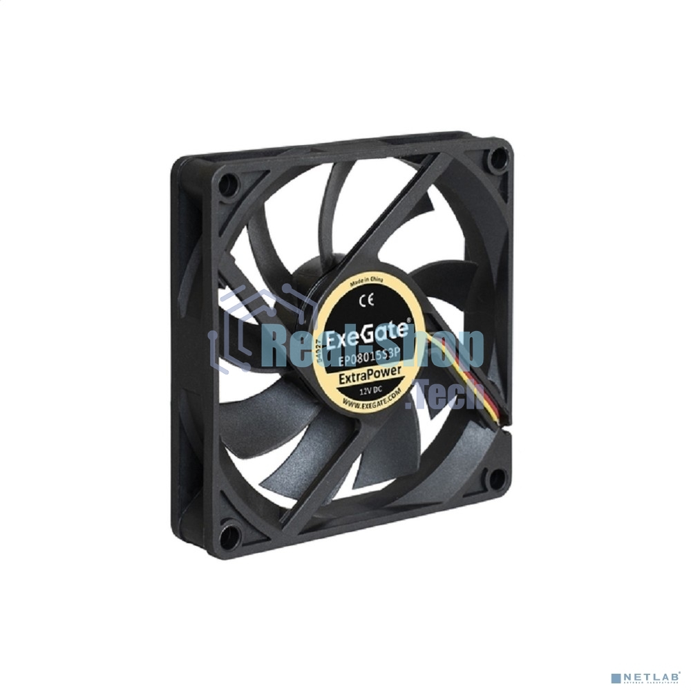 Вентилятор для корпуса ExeGate ExtraPower EP08015S3P черный, 80 мм, 2500 об/мин, 25.5 дБ, 3 pin