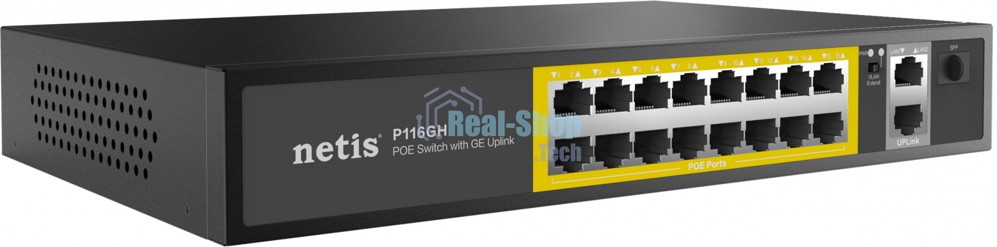 Коммутатор Netis 16PORT 10/100M 16POE+2XGE+SFP P116GH