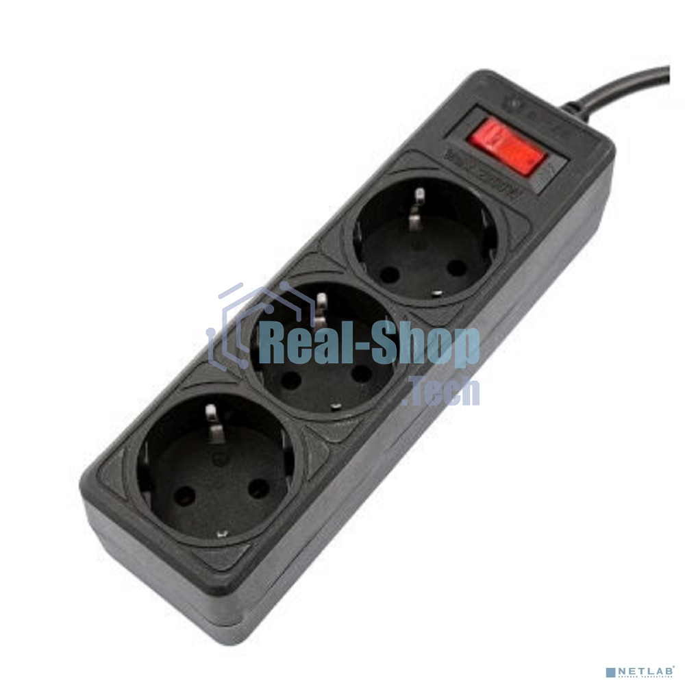 Сетевой фильтр 5bites GARDA SP3B-518 3S, 3x0.75 мм2, 1.8 м, черный