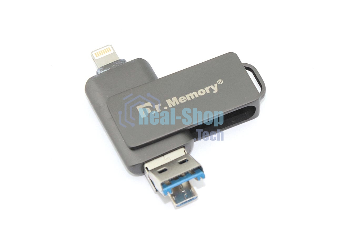 Флешка USB Dr. Memory 051, 8Gb, USB 3.0/USB Type-C, R/W 120/70, серый