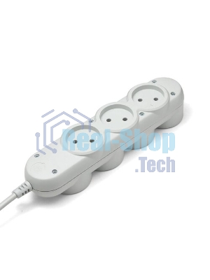 Удлинитель PC 3 м, 4 р, без выкл., 10А черный PC-1B-3M