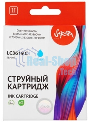 Картридж струйный Sakura LC3619C для Brother, голубой