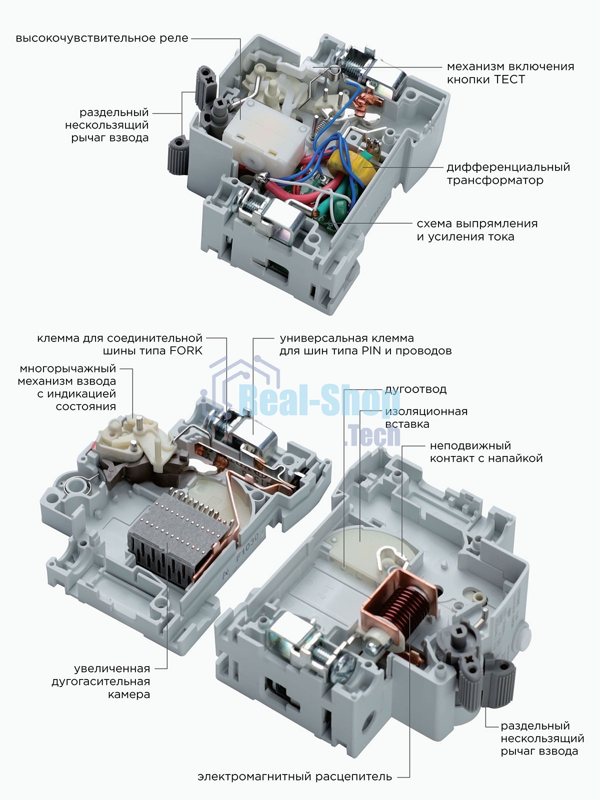 Автоматический выключатель дифференциального тока Гарнизон RCBO-50-2-20-4.5- C-30-AC, АД-50 1P+N 20А/30мА, 4.5кА (C, тип AC)