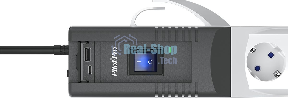 Сетевой фильтр Pilot PRO USB 1.8 м, 6 розеток, серый, коробка
