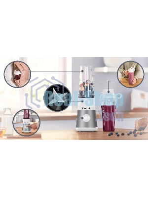 Блендер стационарный Bosch MMB2111T серебристый, 450 Вт, 1 скорость