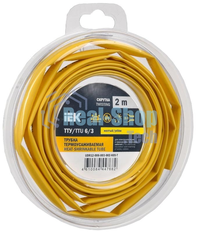 Трубка термоусадочная ТТУ нг-LS 6/3 желт. (уп.2м) IEK UDR12-006-003-002-K05-T