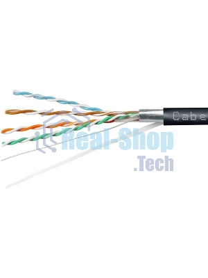 Кабель информационный Cabeus FTP-4P-Cat.5e-SOLID-OUT-LSZH-UV-100 кат.5E F/UTP 4 пары LSZH универсальный 100м черный