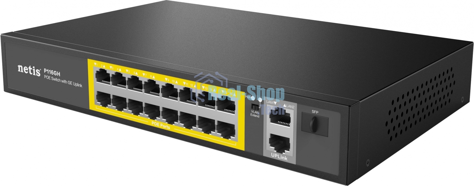 Коммутатор Netis 16PORT 10/100M 16POE+2XGE+SFP P116GH