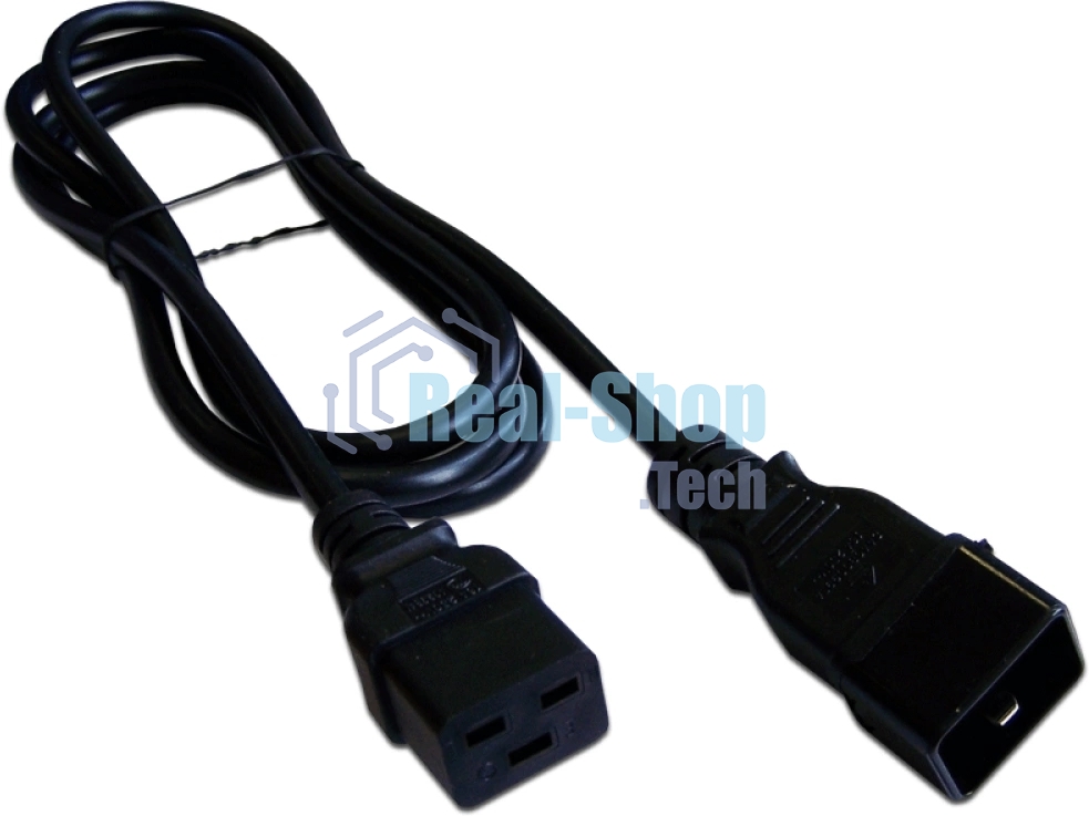 Шнур питания Lanmaster C19-C20, 3х1.5, 220В, 16А, черный, 1 м