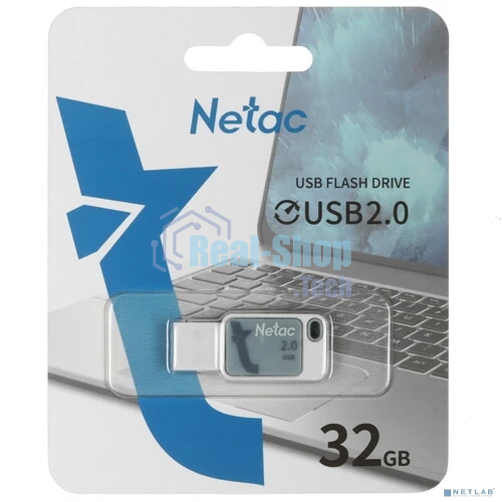 Флешка USB Netac UA31, 32Gb USB 2.0, NT03UA31N-032G-20BL синий