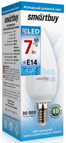 Лампа светодиодная Smartbuy 7W/6000/E14 (SBL-C37-07-60K-E14)