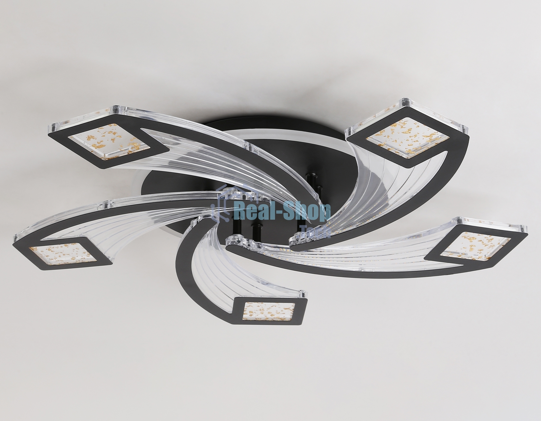 Потолочный светодиодный светильник FA4478/5 BK черный 90W 3000K+6400K/4200K/6400K+3000K D620*75 (ПДУ ИК)